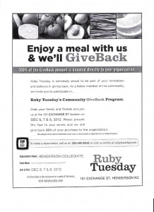 Ruby Tuesday HC Giveback Flyer