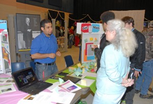 VGCC College Transfer student Abanoub Botros (left), a native of Egypt, manned a booth set up by the Math Club at the 2013 Cultural Fair. (VGCC photo)