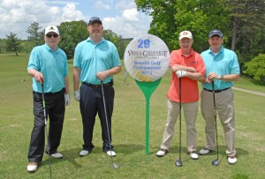 The team of, from left, Matt Williams, Lee Newbern, Roger Gouge and Ken Lewis placed third in the morning round of the 29th Annual Vance-Granville Community College Endowment Fund Golf Tournament at the Henderson Country Club on May 7. (VGCC Photo)