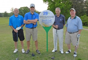 The Bridgestone Bandag team of, from left, Fred Moore, Steve Sizemore, Joe Patterson and Marshall Tanner placed third in the afternoon round of the 29th Annual Vance-Granville Community College Endowment Fund Golf Tournament at the Henderson Country Club on May 7. (VGCC Photo)