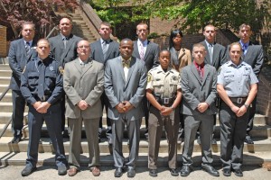 On front row, from left, VGCC Basic Law Enforcement Training Class 96 graduates James Alan Vercoe, Sean Grant Newton, Keith Antwon Alston, Kimberly Meshea Alston, Dean Michael McDowell and Lindsay Ann Green. On back row, from left, law enforcement training coordinator Tony Pendergrass with graduates Shane Derek Chiari, Charles Dustin Vaughan, Jeffery Bryant Lester, Altesha Teshea Allen, Jason Alan Tate, and Keith Daniel Goodwin.   (VGCC Photo)