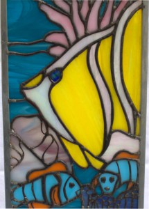 This “Yellow Angel Fish” stained glass suncatcher was created by instructor Felecia Carr Young.