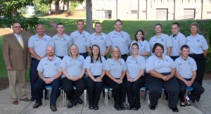 From left, seated: Eric Brogden, Ashley Harris, Jessica Blackwell, Jodie Edwards, Allison Branch, Toni Ellis and Jeb Bailey; from left, standing: Coordinator/Instructor of Fire/Rescue Programs Randy Owen, Doyle Carpunky, Brandon Joostema, Matt Harrison, Hunter Crowder, Nathaniel Hinds, Crystal Long, Brandan Perkinson, Tyler Selak and instructor Vivian Loyd. (VGCC photo)