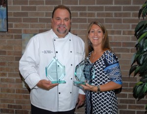 VGCC’s 2013 award winners included, from left, Faculty Member of the Year Ross Ragonese and Staff Member of the Year Melissa Ayscue. (VGCC photo)