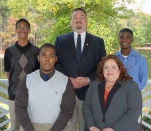 VGCC Student Government Association officers for 2013-2014 include: seated, from left, vice president David Henry and president Theresa Chiplis; and standing, from left, treasurer Matthew Lewis, parliamentarian Joe Ahrens and secretary Brandon Doughty. Not pictured: public information officer Yolanda Richardson. (VGCC photo)