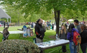 Raleigh-based American Wildlife Refuge director Steve Stone educates VGCC students and guests about his birds during the 2013 Earth Day festival on the college’s main campus. (VGCC photo)