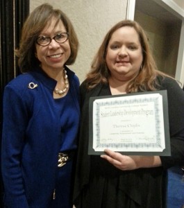 From left, State Board of Community Colleges member Hilda Pinnix-Ragland and VGCC student Theresa Chiplis.