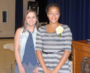 From left, VGCC students Megan Sullivan and Jesica Rivera, both of Oxford, were recognized as active participants in the project called “An Educated Woman, An Educated Future.” (VGCC photo)