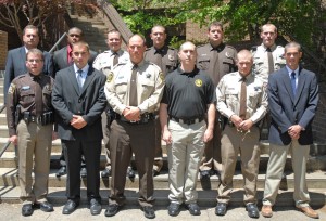 On front row, from left, VGCC Basic Law Enforcement Training Class 98 graduates John Alexius Teer, Tyler Craig Parrott, Jeremiah Lee Harris, Kevin Valton Parrish, Christopher Mitchell Hester, and Benjamin Albert Splees; on back row, from left, VGCC law enforcement training coordinator Tony Pendergrass with graduates Andrade Olliver, Jeffery Scott Canada, William James Biggs, James Michael Fitzherbert, and Joel Gresham Adcock. (VGCC Photo)