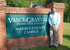 Mitch Evans, seen here by the sign at VGCC’s Warren Campus. (VGCC photo)