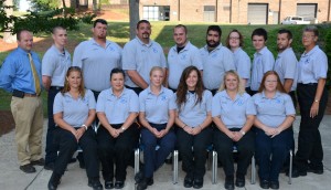 Seated, from left: EMT-Paramedic graduates Hannah Tuck, Susan Adcock, April Manyon, Wendy Garrett, Evelyn Smith and Lindsey Simmons; standing, from left: EMS coordinator Stephen Barney with graduates Steven Stinson, Jon Elliott, Chase Anderson, Kyle Williams, James Grant, Valerie Bibee, Chris Adcock, Davis Speed and instructor Vivian Loyd. (VGCC photo)