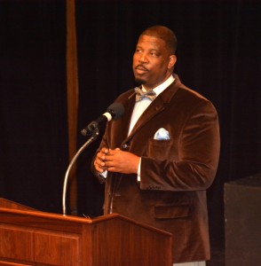 Dr. NKrumah Lewis speaks to a group of VGCC students, faculty and staff on Nov. 13. (VGCC photo)