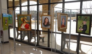 The work of a previous Portrait Painting class at VGCC is seen here on display in Building 7 on the college’s main campus. (VGCC photo)