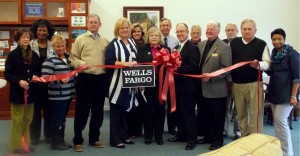Shown at the Henderson-Vance Chamber of Commerce ribbon cutting for Wells Fargo are, Jenny Hester, PRIM Development and Rentals; Chamber Ambassador Joan Robinson, Kittrell Job Corps Center; Chamber Ambassador Clareese Moss, Shortcakes; Vance County Commissioner Tommy Hester, PRIM Develop and Rentals; Private Banker Kathy Demase; HVCC Board Chair Tonya Evans, Duke Energy; Senior Business Relationship Manager Carolyn Rogers; HVCC President John Barnes; Business Development Officer Phillip Frye; Chamber Ambassador Pam Norwood, Magnolia Management; Mayor Pete O’Geary; Chamber Ambassador Michael Bobbitt; Mayor Pro-Tem Mike Rainey, City Tire; Chamber Board Member Twanna Jones, ACTs. Not Pictured: HVCC, Office Manager Melanie Mann; HVCC Director of Membership Services, Annette Roberson; Connie Ragland, Work First Coordinator; Curtis White, WW Properties.