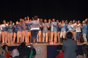 The North Carolina Central University Worship and Praise Inspirational Mass Choir performs during the Celebration of Gospel at the VGCC Civic Center. (VGCC photo)