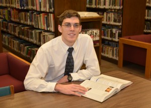 Geoffrey Arnott of Oxford, seen here in the library on Main Campus, is VGCC’s recipient of the North Carolina Community College System’s Academic Excellence Award for 2015. (VGCC Photo)