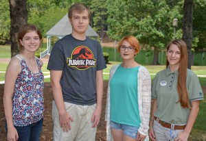 From left, History Club officers Ashley McEntee of Oxford (public information officer), Luke Thompson of Wake Forest (vice president), Jennifer Burns of Henderson (president) and Heather Beckum of Creedmoor (secretary). (VGCC photo)