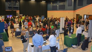 Students filled the VGCC Civic Center and circulated through booths set up by college programs as well as local employers during the 2014 Business Technologies Fair. (VGCC photo)