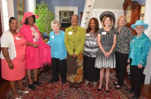 From left, graduates Anessa Williams of Creedmoor, Juanita Rogers of Oxford, retired instructor Constance Lue of Oxford, graduates Doris Constantine of Warrenton, Jessie Boyd of Macon, Donna Bryan Spears of Oxford, Melissa Ritchie of Oxford and instructor Dr. B.K. McCloud of Oxford, seen here at Magnolia Manor in Warrenton as their tea party and graduation was set to begin. (VGCC photo)