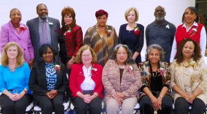 The honorees are shown in the photo and included, seated from left, Janice Ellington of Carver; Lucille Alston of Aycock; Pam Grissom of E.M. Rollins; Erma Boyd of Pinkston Street; Edna Bartley-Hargrove of Pinkston Street; and Joyce Bullock of Pinkston Street. Standing, from left, are Laura Fisher of Clarke; Ronald E. Gregory, former superintendent; Linda Gregory of Southern Vance; Katrina Waters of Pinkston Street; Margaret Kittrell of Dabney; Rey Pharr of Aycock; and Audrey Skipwith of Southern Vance.