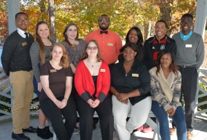 VGCC Student Government Association officers for 2015-2016 include: seated, from left, Senator Lydia Hendrick, Secretary/Treasurer Isabelle Louise Snyder, Senator Emory Gant-Hawkins and President Aleria Perry; and standing, from left, Parliamentarian Daniel Davis, Senate chair Shane O’Malley, Vice President Cassandra Saroza, Assistant Public Information Officer Micah Roberts, Assistant Secretary/Treasurer Angelique Taylor, Public Information Officer Keyante Lindsey and Senator Francis Scotland. Not pictured: Senate chairs Andrew Boyle and Dianna DeWeese and Senators Jessica Huffman and Samantha Huffman. (VGCC photo)