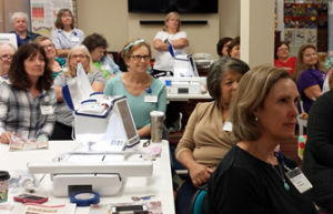 Quilting students attend the first class held in Quilt Lizzy's refurbished downtown facility in Warrenton