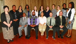 The TEI graduates are shown in the photo and include, seated from left, Linwood Swann of Eaton-Johnson, Randolph Crews Jr. of Northern Vance, Ashley Bennerson of Carver, Wes Pearson of Pinkston Street, and Bryan Carter of E.O. Young. Standing, from left, are Clyda Nicholson of Zeb Vance, Jamie Chin of L.B. Yancey, Mary Soriano of STEM, Laikhe Green of Southern Vance, Kellie Peoples of Western Vance, Patricia Burroughs of Dabney, Jessica Mohr of Clarke, Kelly Ellington of Aycock, Rachel Siddiqi of Early College, Tracy Mills of Henderson Middle, and Jameka Floyd of Northern Vance (formerly of New Hope). Kathryn Wilson of E.M. Rollins, and Michael Bean of Vance Charter, did not attend the graduation.