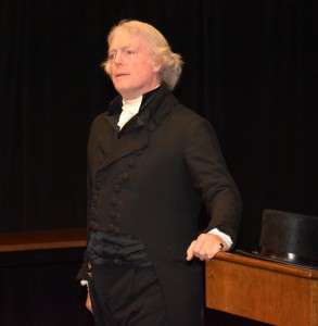 Bill Barker, as Thomas Jefferson, lectures at VGCC. (VGCC photo)